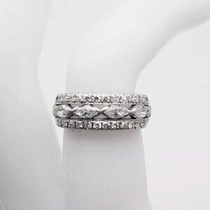 Vintage 1.5ct Marquis Round Platinum Diamond Ring